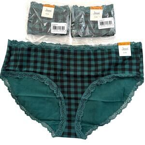 Jenni Intimates Lot 3pcs Hipster Cotton Panties - Buffalo Plaid - Plus Size 3X